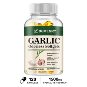 Garlic Capsules Original 1500 mg, 120 Capsules High Strength Supplement, Premium Garlic Oil Extract