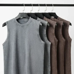 Retro Washed Distressed Sleeveless Vest